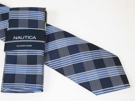 Men's  Nautica Tie and Hankie Set Woven Silky Feel #Nautica-3 Blue image 2