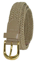 405 - Beige Ladies Nylon Braided Stretch Belt 1&quot;WIDE On Sale &amp; Sizes To Fit Most - £9.40 GBP