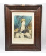 Antique Encadré Lithographie Imprimé Reine Victoria Par Nathanial Currier - £283.08 GBP