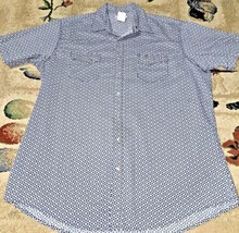 Wrangler Wrancher Shirt Mens XLT blue Geometric Pearl Snap Western Adult... - $16.44