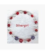 Cinnamon Heart Red Hat Society Purple Glass Bracelet - $13.66 CAD