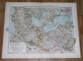 1907 Antique Map Of SCHLESWIG-HOLSTEIN Mecklenburg Hamburg Germany Denmark - £18.04 GBP