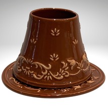 Yankee Candle Shade and Plate Rust Brown Floral Scrolls Discontinued - £19.20 GBP