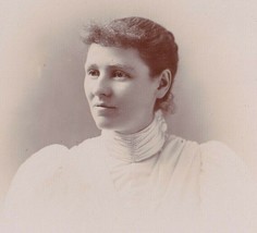 Vtg Cabinet Card Edith Armstrong Attractive Young Woman in White - Whitewater WI - £13.06 GBP