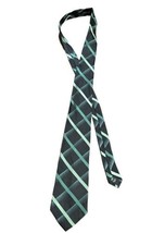 Croft &amp; Barrow Green Black plaid men&#39;s tie Necktie B2 - $9.89