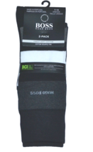 Hugo Boss 2 pack Men&#39;s Black Gray White Finest Cotton Socks  One Size 7-13 - $30.15