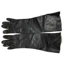 VTG Van Raalte Black Fine Leather Womens Long Gloves Sz 7 1950s  - $60.59