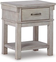 Modern Farmhouse 1 Drawer Nightstand, Whitewash, By Signature Design By Ashley - £126.61 GBP