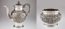 S Kirk &amp; Son Hand Chased Repousse Coffee Pot and Waste Bowl 474 Gorgeous - £2,077.30 GBP