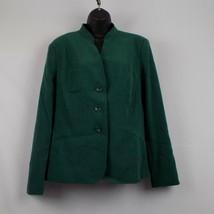 JM Collection Green Jacket Women Size 10 Mandarin Collar 3 Button Long S... - $9.75