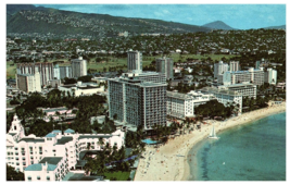 Aerial View Outrigger Hotel at Waikiki Beach Hawaii Postcard - £6.27 GBP