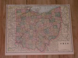 1895 Antique Map Of Ohio / Verso Pennsylvania - £15.76 GBP