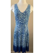 Athleta Reef Print Women Small Blue Rayon Stretch V-Neck Tank Beach Dress - $332.95 MXN