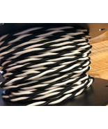 Cloth Covered Cord -  Black &amp; White 2-Wire Twisted, Vintage Style Fabric... - $1.39