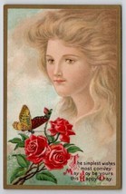 Butterfly &amp; Beautiful Woman&#39;s Face Clouds Fantasy Series 57 Emb #2 Postc... - £11.76 GBP