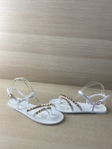 Olivia Miller White PVC Studded Ankle Strap Sandals Women’s Size 9 - £9.38 GBP