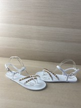 Olivia Miller White PVC Studded Ankle Strap Sandals Women’s Size 9 - £8.92 GBP