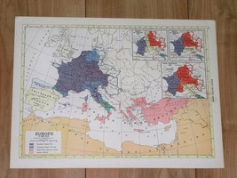 1953 Vintage Map Carolingian Empire / Europe Migration Period Barbarian Invasion - £13.44 GBP