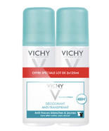 Vichy Deodorant Anti-Perspirant Spray No Marks White Aerosol 48H 2x 125ml - £33.26 GBP