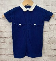 Vintage Lord &amp; Taylor One Piece Romper 4T Blue Corduroy - £23.18 GBP