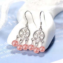 Strawberry Crystal &amp; Silver-Plated Dream Catcher Drop Earrings - £12.17 GBP
