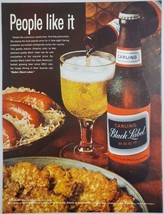 1964 Print Ad Carling Black Label Beer Bottle &amp; Brats &amp; Sauerkraut - £10.88 GBP