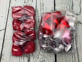 24 Pieces Valentines Day Heart Shaped Ornaments Heart Baubles Rose Petals - £19.10 GBP