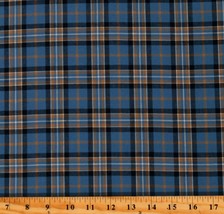 Homespun Classic Plaids Blue and Tan Plaid Cotton Fabric by the Yard (D157.44) - £8.73 GBP