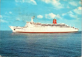 c1965 Cruise Ship TS Hanseatic German Atlantic Line Posted Chrome Postcard - £7.07 GBP