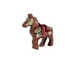 Minifigure Brown Horse Gold Saddle Animal Bulk Block - £7.24 GBP