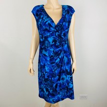 Lauren Ralph Lauren Gorgeous Abstract Floral Women&#39;s Size 14 Faux Wrap D... - $53.99