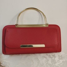 New Isabelle Red Vegan Leather Purse Wallet Crossbody With Gold Handle Zipper... - £27.57 GBP