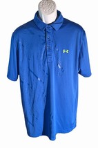 UNDER ARMOUR Men&#39;s Short Sleeve Button Down Polo Shirt Blue XL - £13.14 GBP