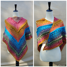 Women Shawl Wrap Sweater Unique Crochet Hand crafted Colorful Evening wear - £40.09 GBP