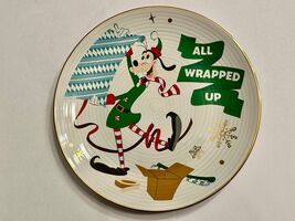 Disney Parks Christmas Ceramic Goofy Plate 8 in Holiday Decor All Wrappe... - $19.79