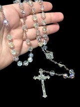 21 1/4&quot; Long Vintage Crystal AB Sterling Rosaries in Case made in Italy - £136.67 GBP