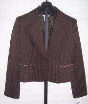 NWT John Paul richard Uniform Brown Pin Stripe Suit Jacket Misses Size 14 Polyes - £19.77 GBP