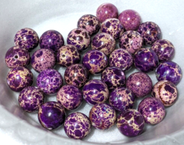 Bead Lot 12 mm Natural Sea Sediment Jasper Gemstone Purple Beads Jewelry Focal - £5.97 GBP