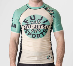 Fuji Flex Lite Mens MMA BJJ Jiu Jitsu Short ShortSleeve Rashguard Vintage Green - £42.43 GBP