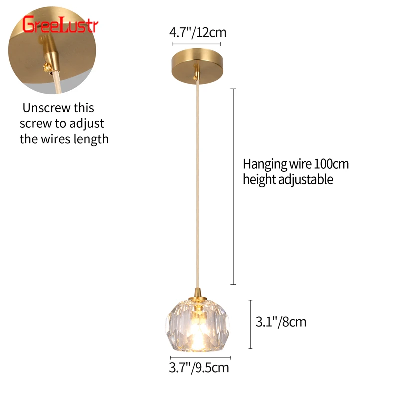 Crystal Ball  Spiral LED Chandelier Copper Led Pendant Hanging Ceiling Lamp for  - £227.59 GBP