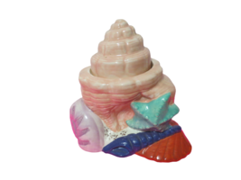 Vintage Conch Sea Shell Ceramic Cookie Jar Hand Painted 11&quot;T - £38.76 GBP
