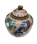 Antique Japanese Cloisonne Lidded Jar Floral Pattern Meiji  - £144.12 GBP