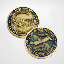 Pearl Harbor 80TH Anniversary Uss Arizona Memorial 1.75&quot; Challenge Coin - £29.82 GBP