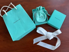 Tiffany &amp; Co. Empty Blue Gift Presentation Box w/ Ribbon Pouch Shopping Bag Set - £22.85 GBP