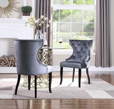 Iconic Home Naomi Wingback Dining Chair Button Tufted Velvet Upholstered, Grey - $250.99