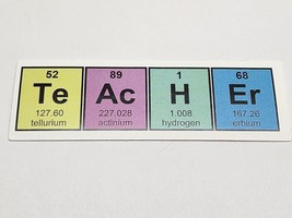 Teacher Word in Periodic Table Multicolor Science Theme Sticker Decal Su... - $2.30