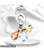PANDORA HORSESHOE, CLOVER &amp; LADYBIRD DANGLE CHARM #798717C01 US SELLER - €35,72 EUR