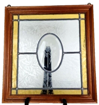 Antique 1920s Leaded Etched Rose Framed Glass Window Farmhouse Decor - £235.89 GBP