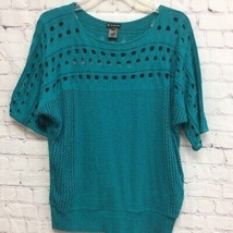 New Directions Womens Pullover Sweater Teal Green Short Sleeve Scoop Cut... - £7.79 GBP