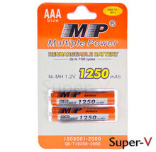 Multiple Power Rechargeable AAA Battery NiMH (2 cells) 1250 mAh 1.2V Exp... - $9.33